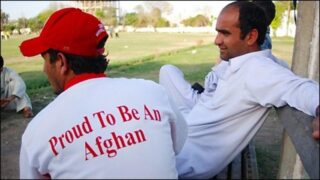 Taj Malik with one of his Afghanistan cricket team